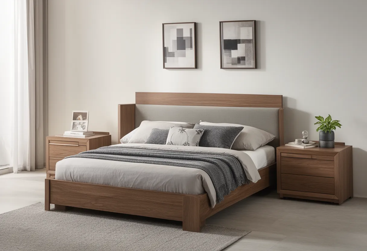 Lit assorti avec tables de chevet coordonnées