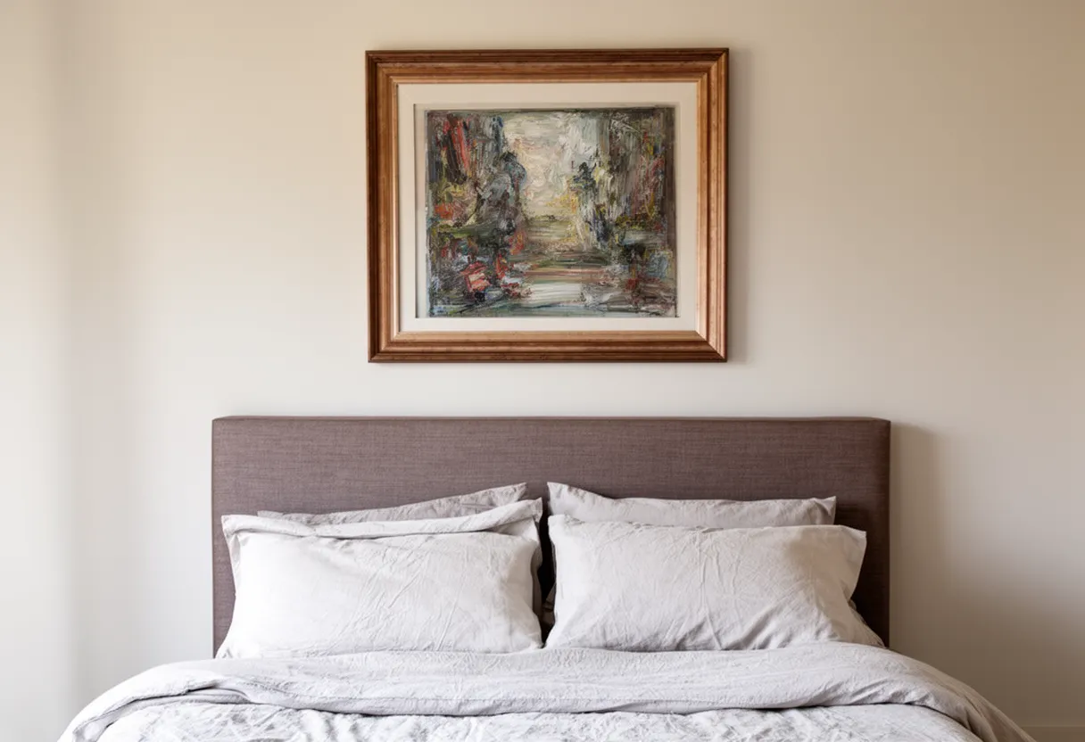 Tableau suspendu au-dessus d'un lit